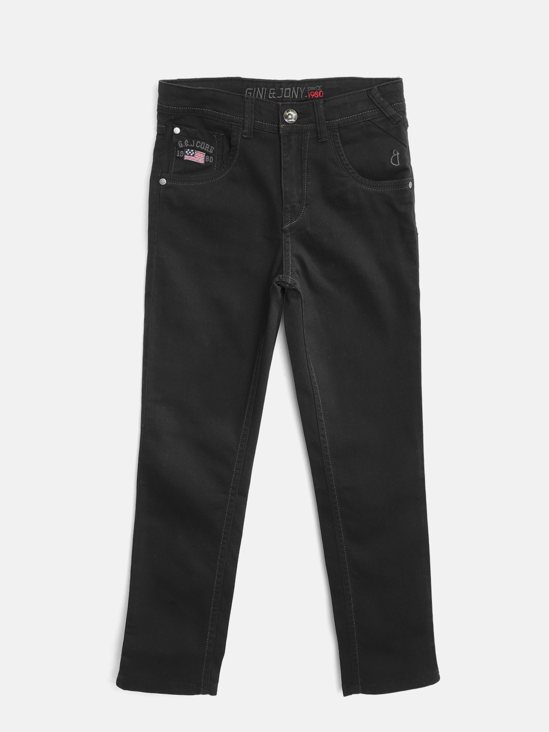 

Gini and Jony Boys Black Regular Fit Mid-Rise Clean Look Stretchable Jeans