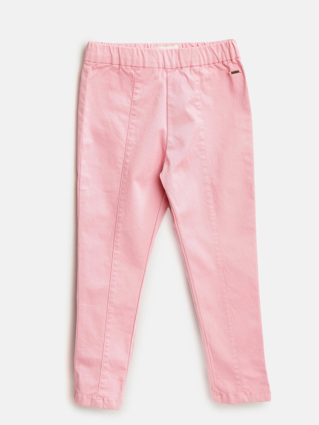 

Gini and Jony Girls Pink Solid Treggings