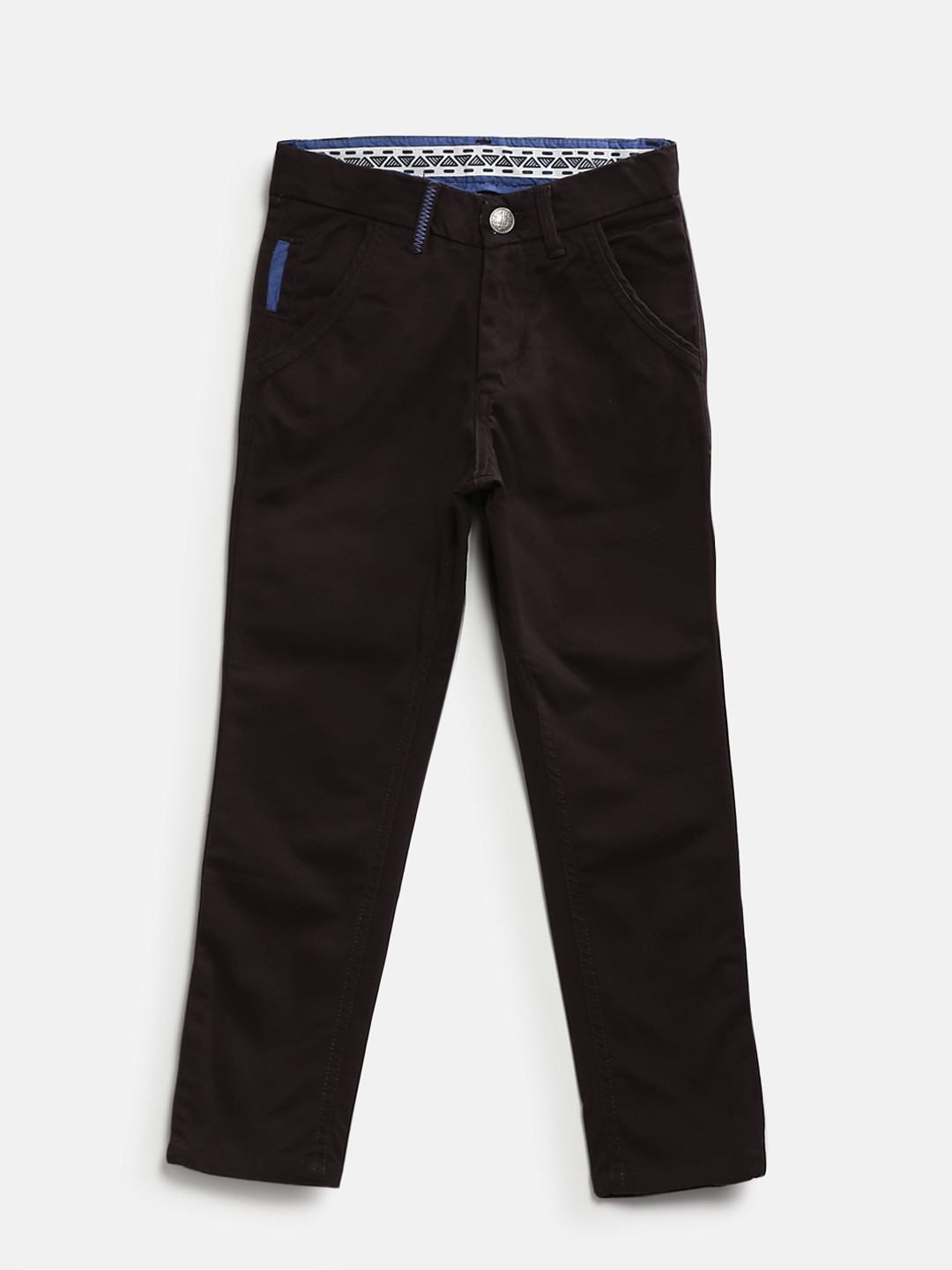 

Palm Tree Boys Coffee Brown Slim Fit Solid Chinos