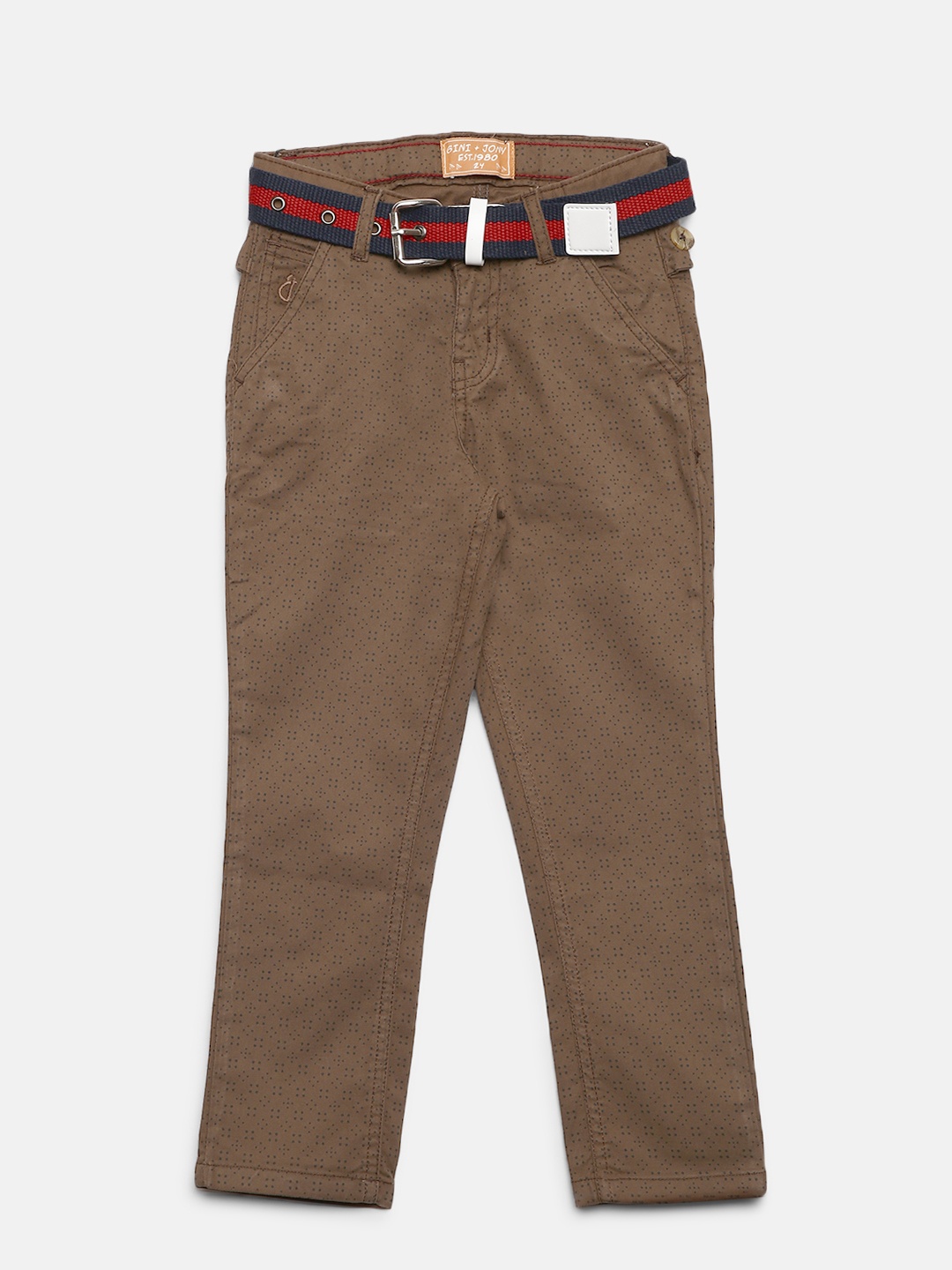 

Gini and Jony Boys Brown Regular Fit Printed Chinos