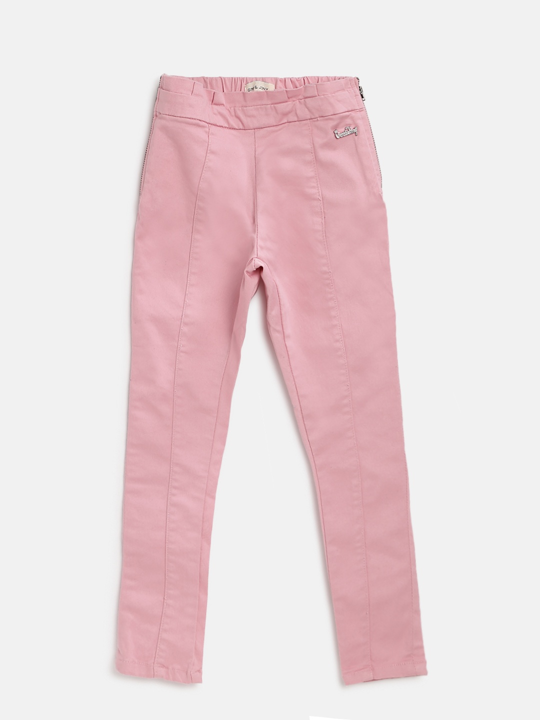 

Gini and Jony Girls Pink Regular Fit Solid Trousers