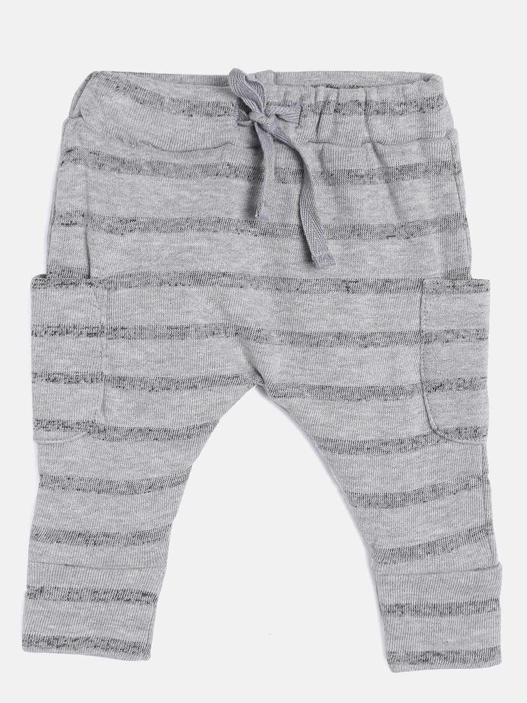 

Gini and Jony Boys Grey Melange Striped Drop Crotch Trousers