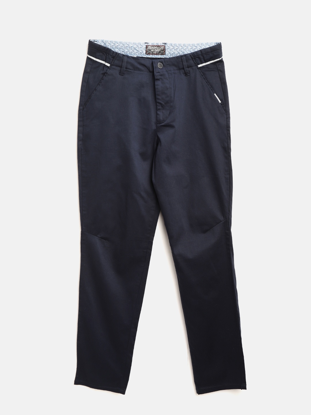 

Gini and Jony Boys Navy Blue Slim Fit Solid Chinos