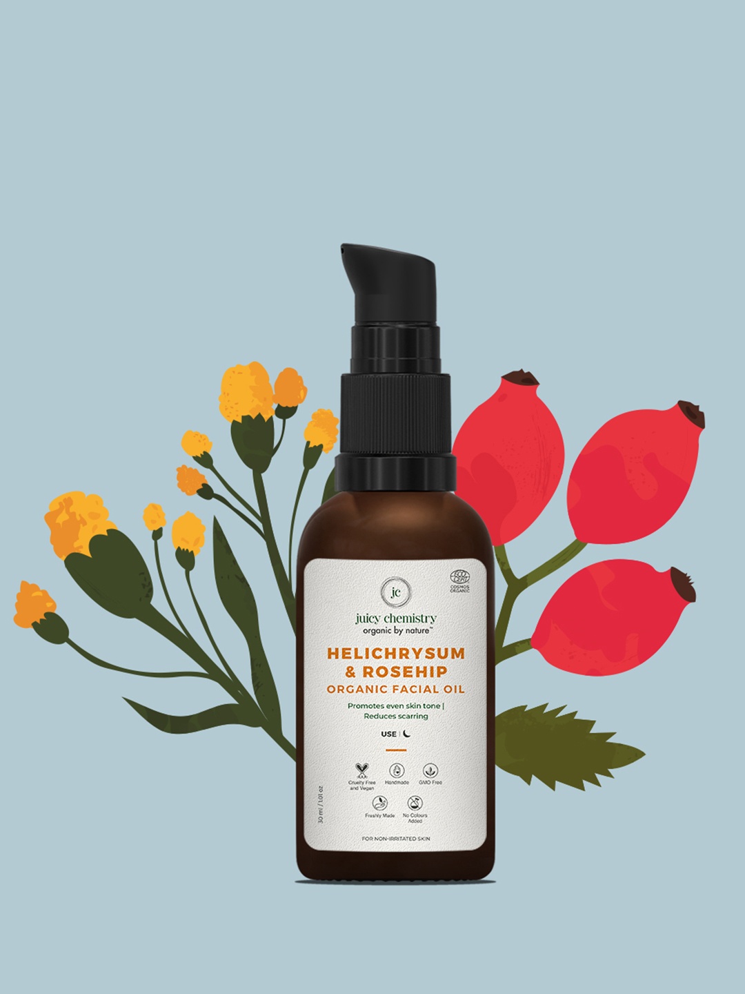 

Juicy Chemistry Helichrysum and Rosehip Facial Oil, White