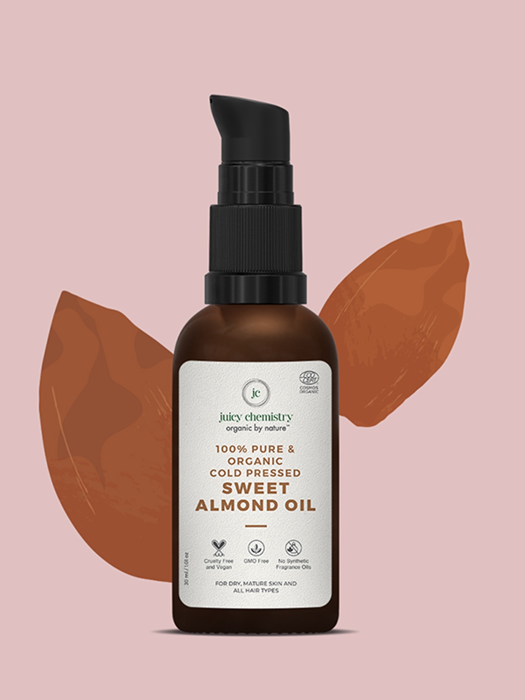 

Juicy Chemistry 100% Pure and Organic Cold Pressed Sweet Almond Carrier Oil, Orange