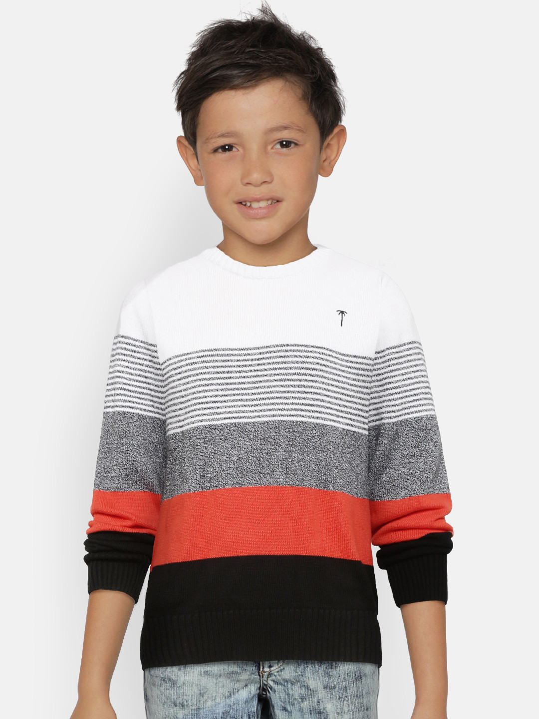 

Palm Tree Boys Black & White Striped Pullover