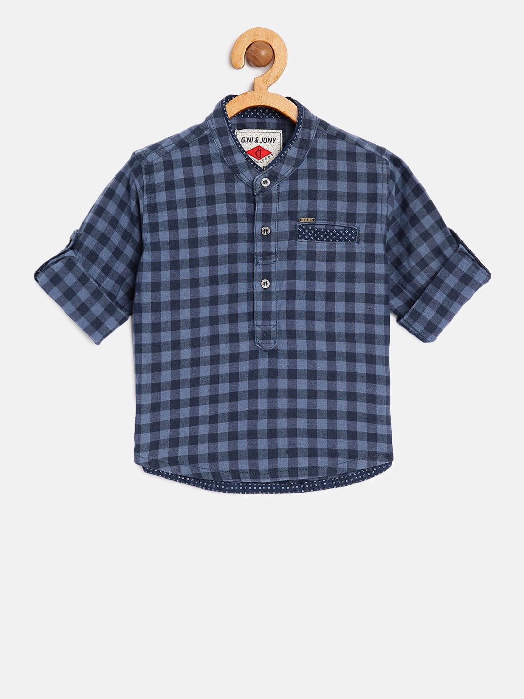 

Gini and Jony Boys Blue Regular Fit Checked Casual Shirt
