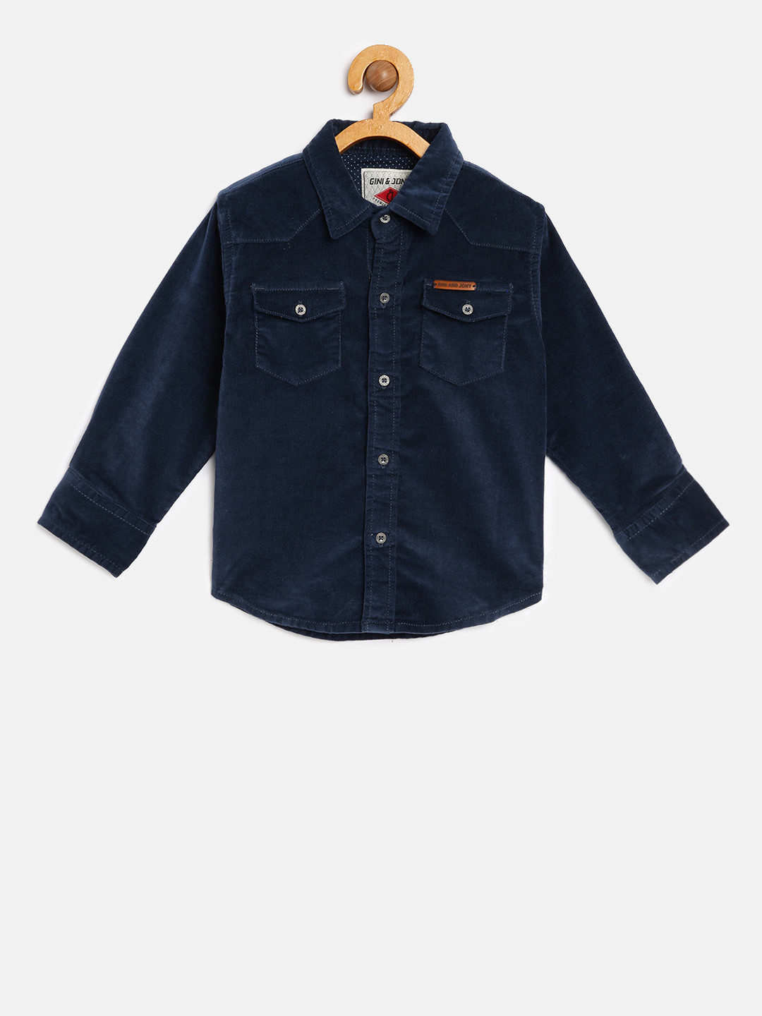 

Gini and Jony Boys Navy Blue Regular Fit Solid Casual Shirt