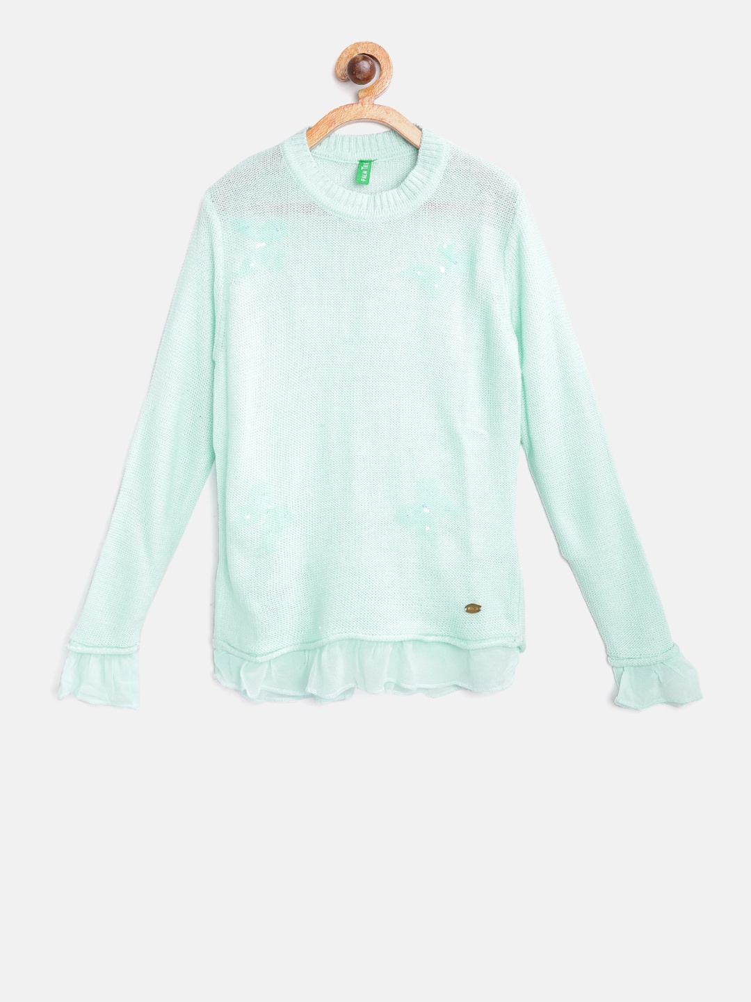 

Palm Tree Girls Mint Green Solid Sweater