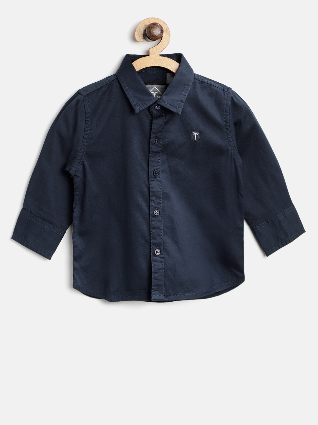 

Palm Tree Boys Navy Blue Regular Fit Solid Casual Shirt