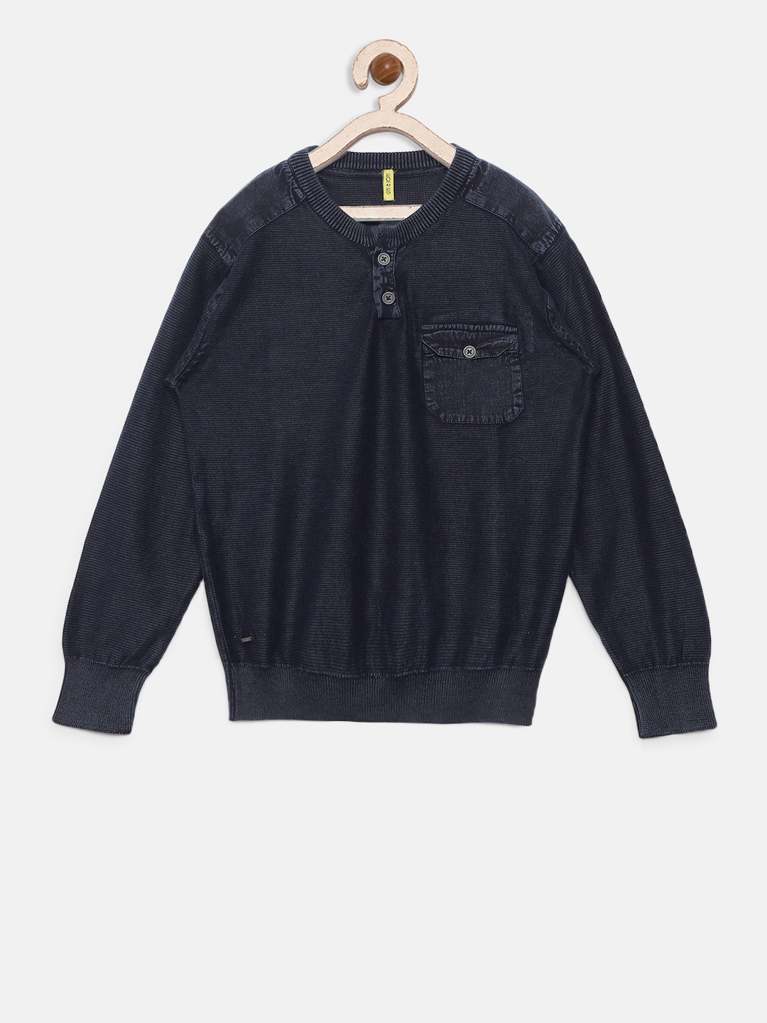 

Gini and Jony Boys Navy Blue Solid Pullover