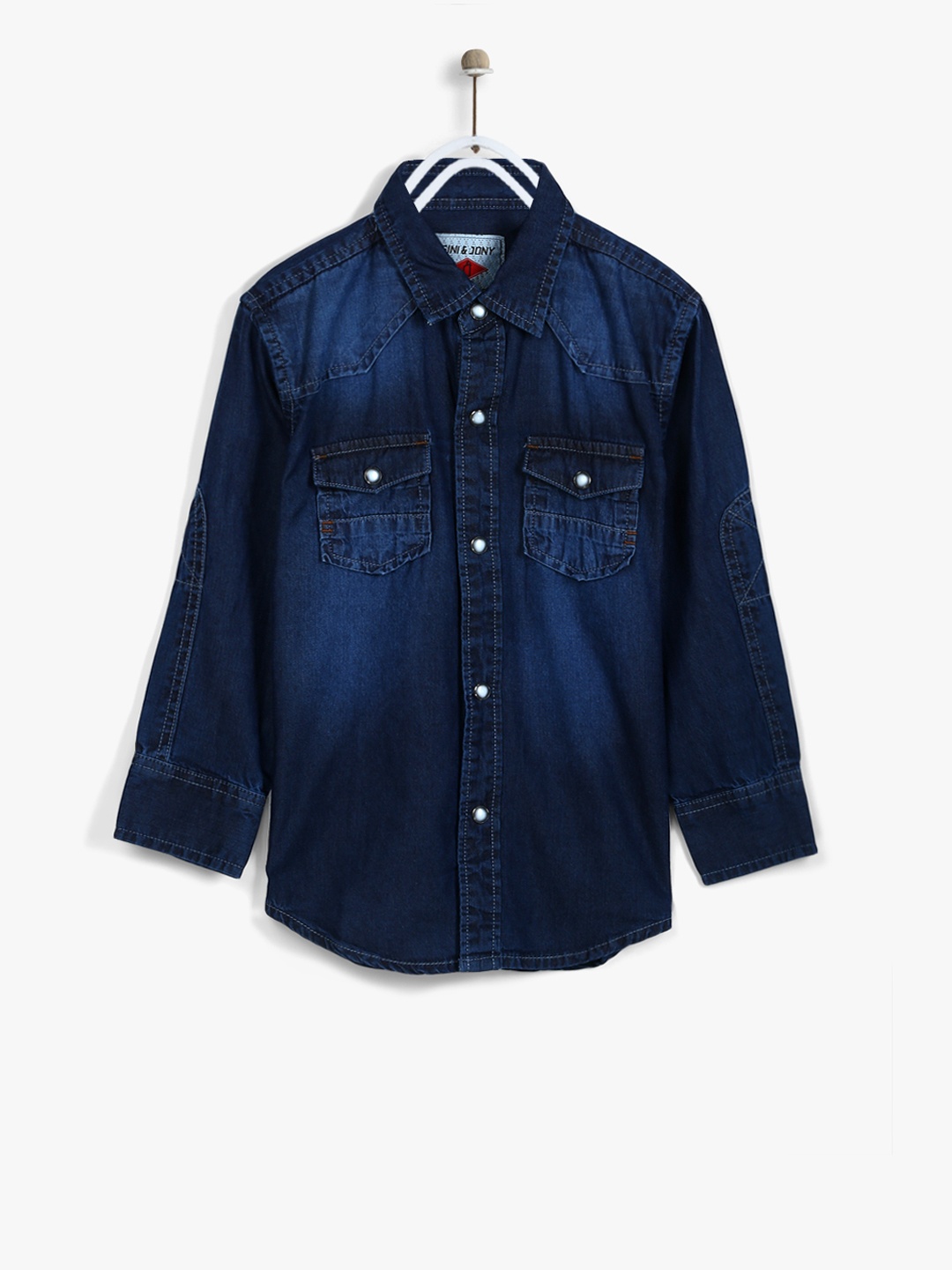 

Gini and Jony Boys Navy Blue Regular Fit Faded Casual Shirt