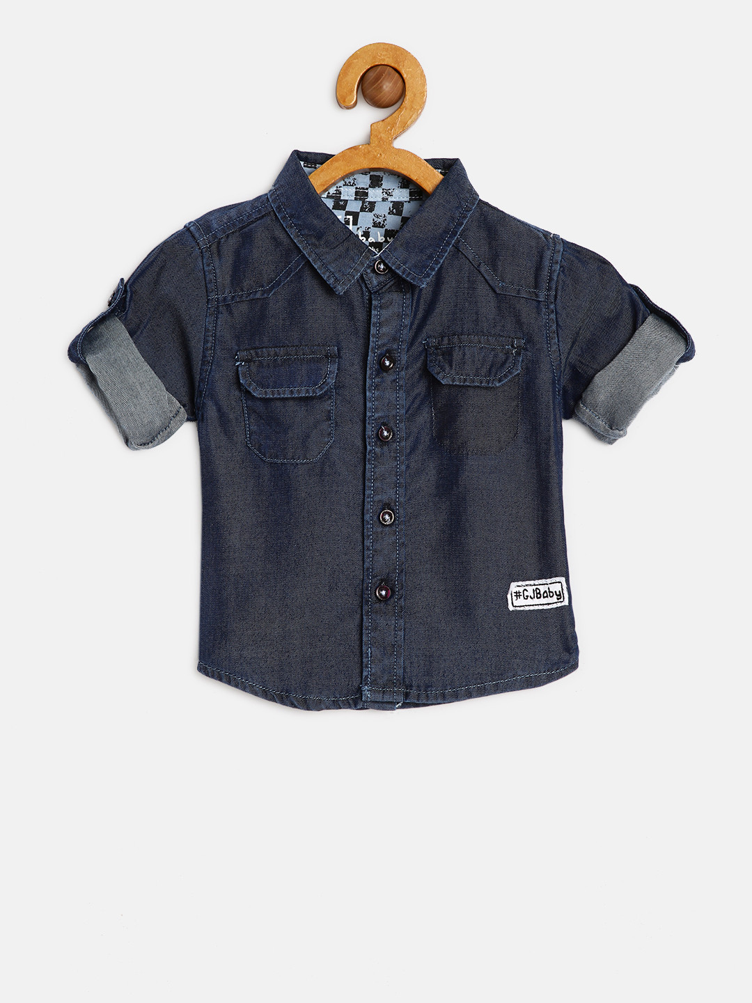 

Gini and Jony Boys Blue Chambray Fit Solid Casual Shirt
