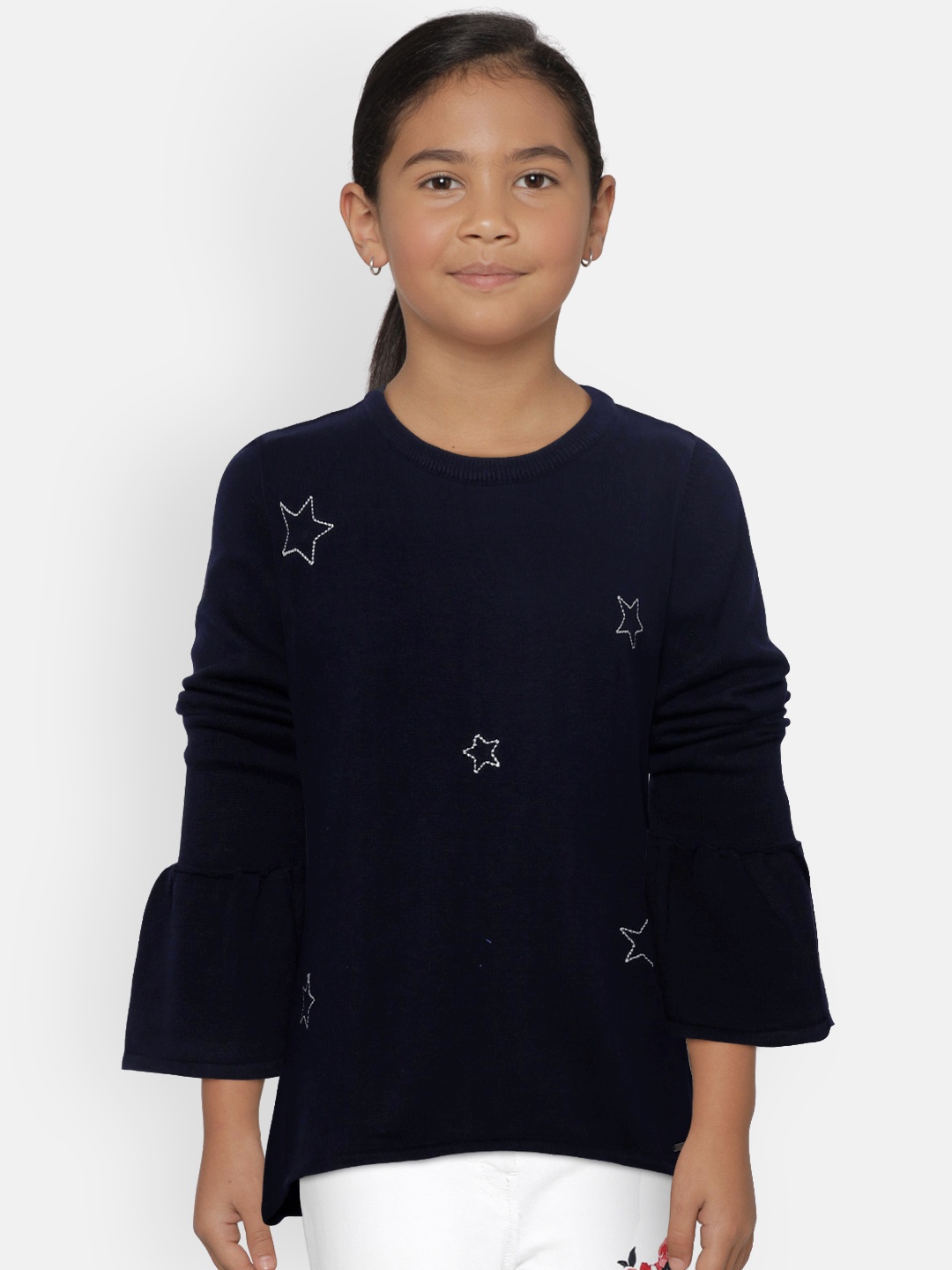 

Palm Tree Girls Navy Blue Self Design Sweater