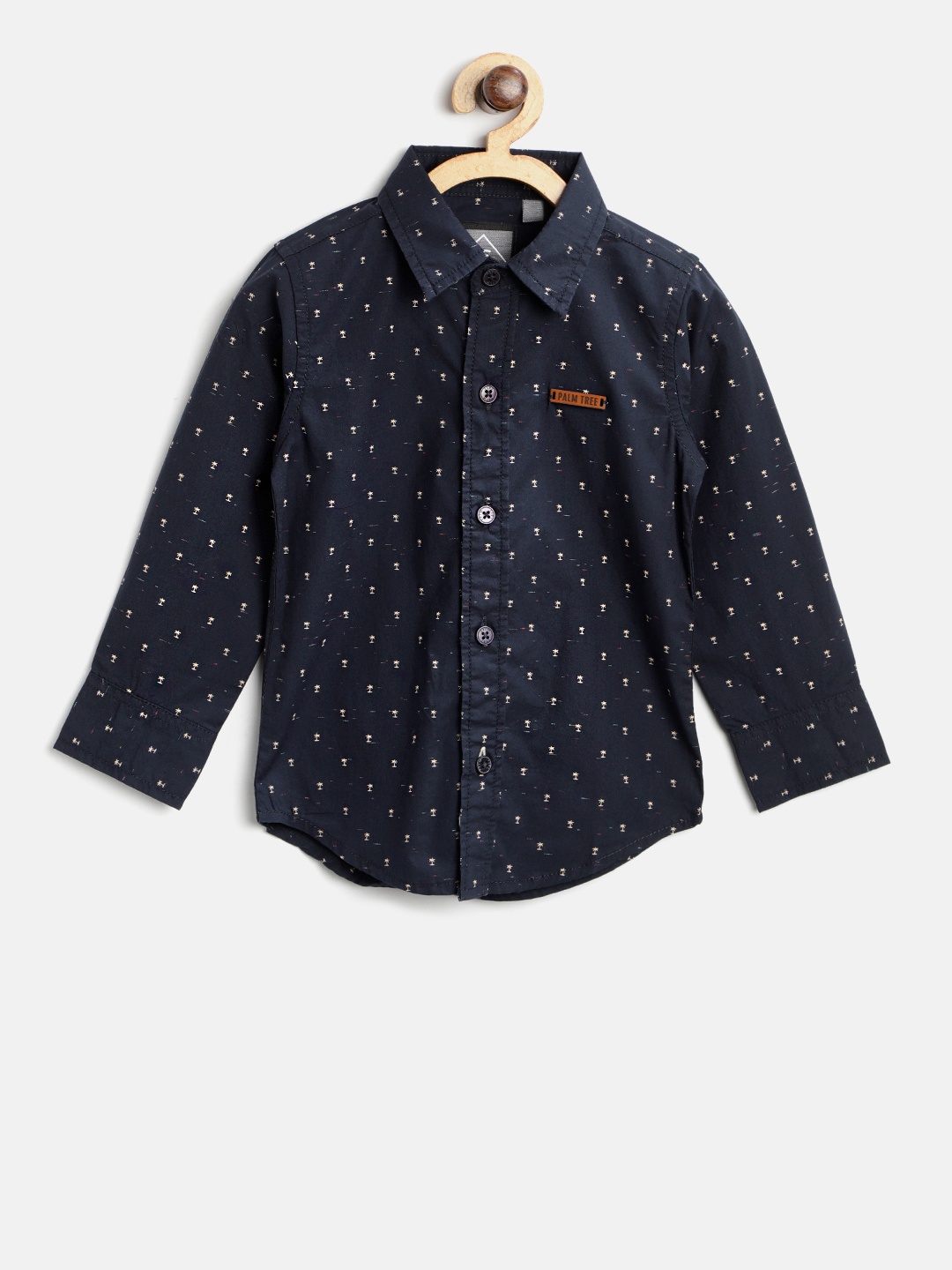

Palm Tree Boys Navy Blue & Beige Regular Fit Printed Casual Shirt