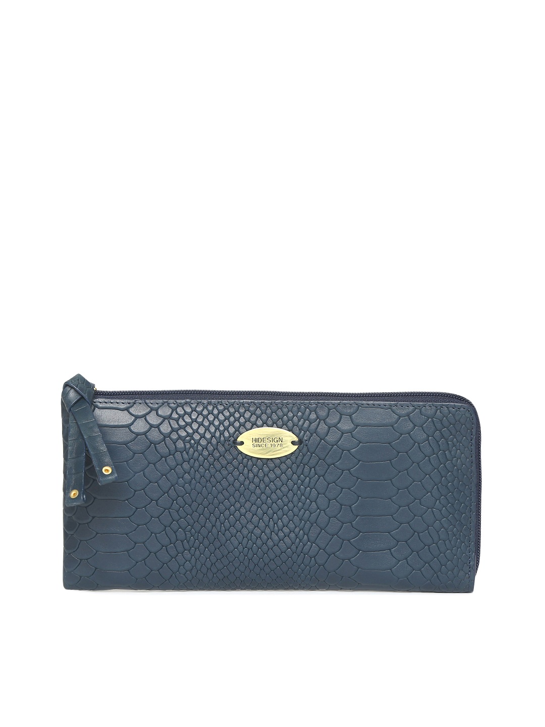 

Hidesign Navy Blue Textured Zip Around Wallet