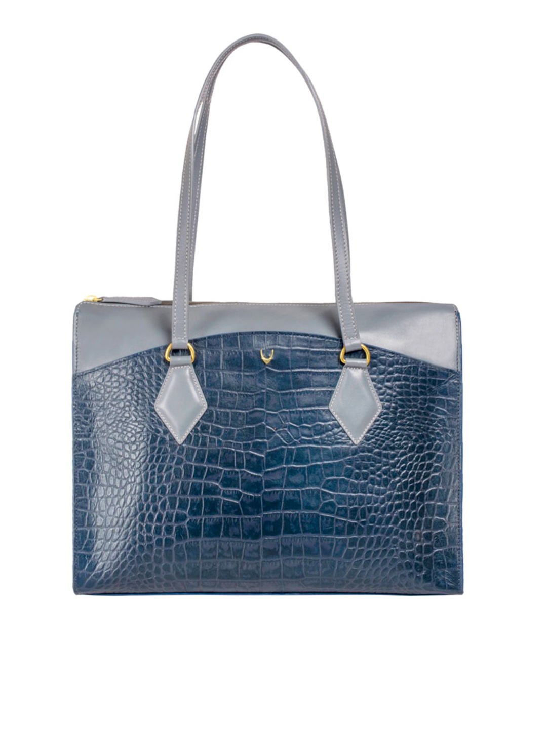 

Hidesign Grey & Navy Textured Kasai 01 Leather Shoulder Bag