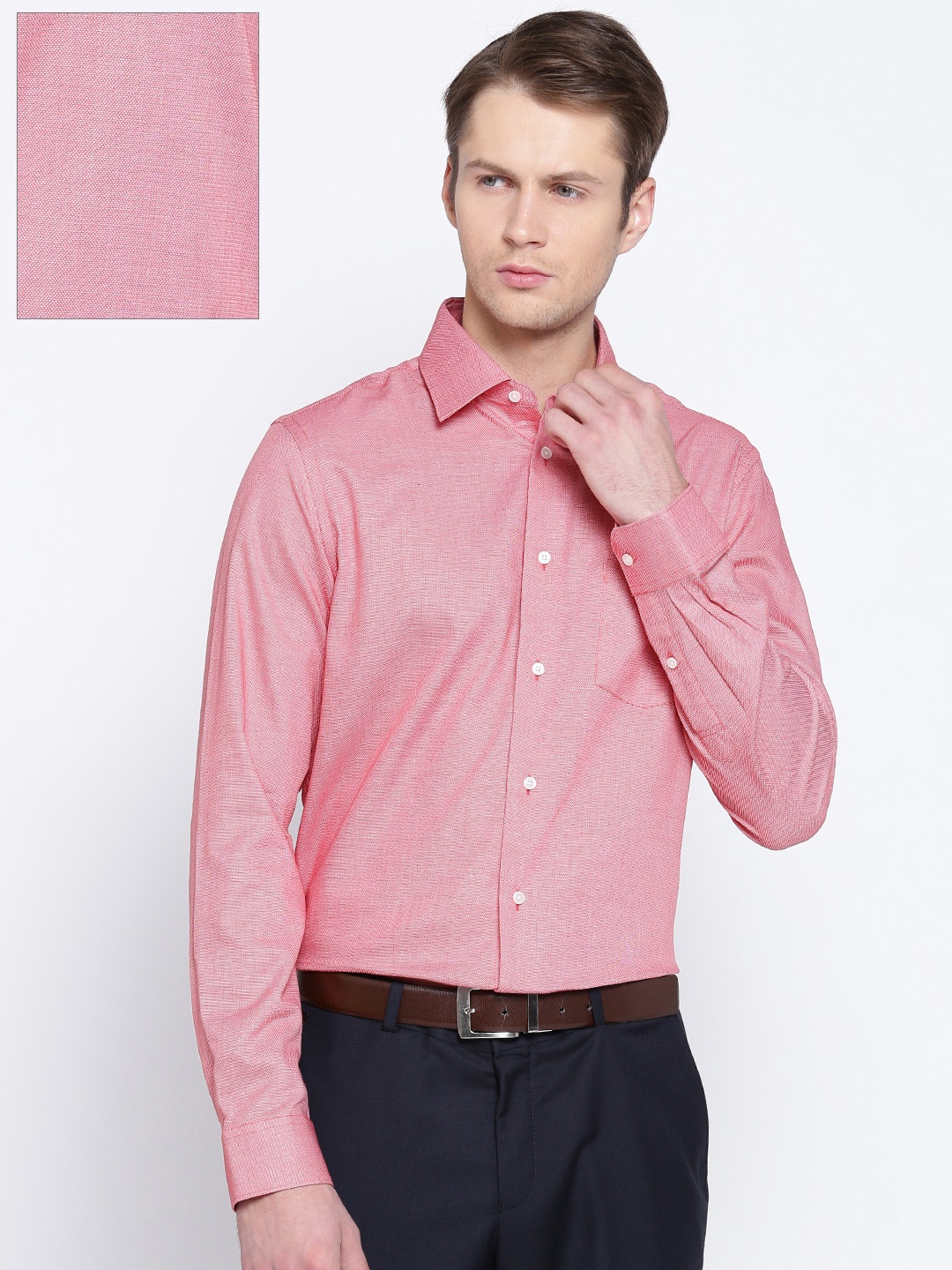 

Blackberrys Men Red Smart Fit Self-Design Formal Shirt