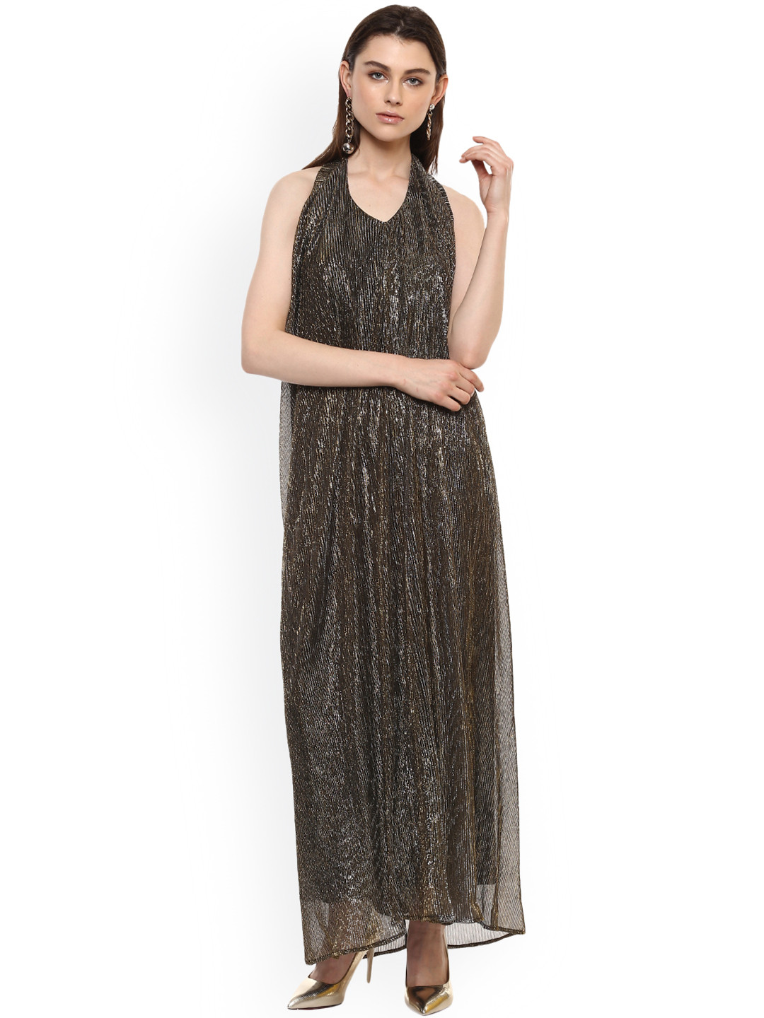 

Kazo Women Brown Embellished Maxi Dress