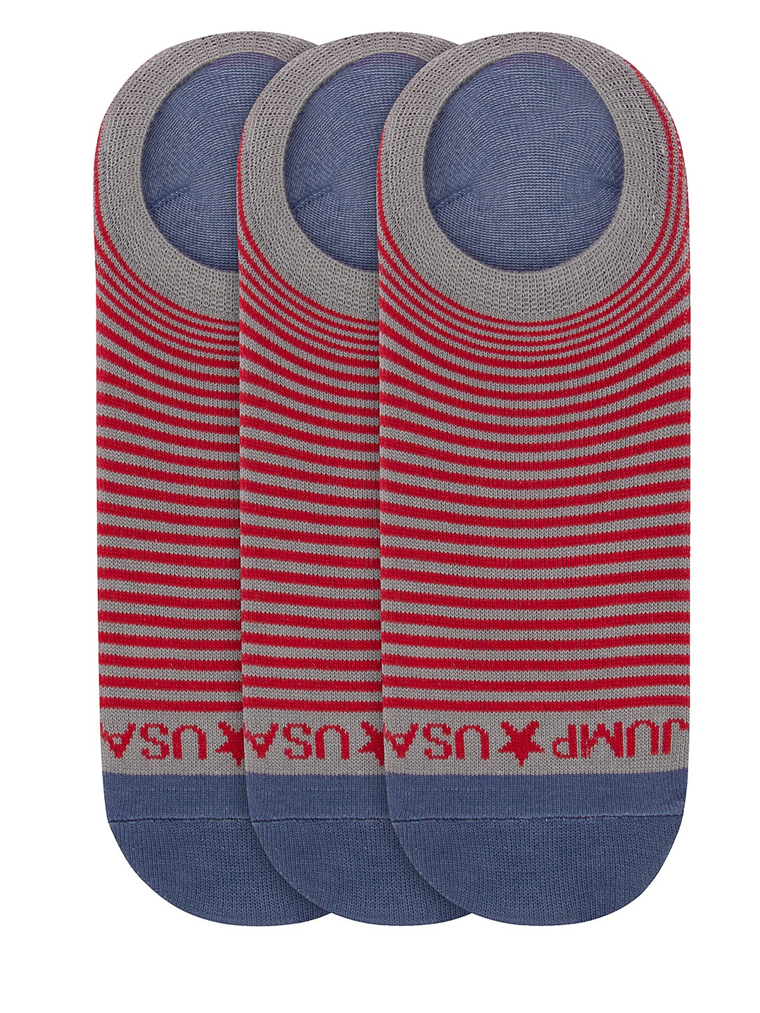 

JUMP USA Men Pack of 3 Striped Shoeliners, Red