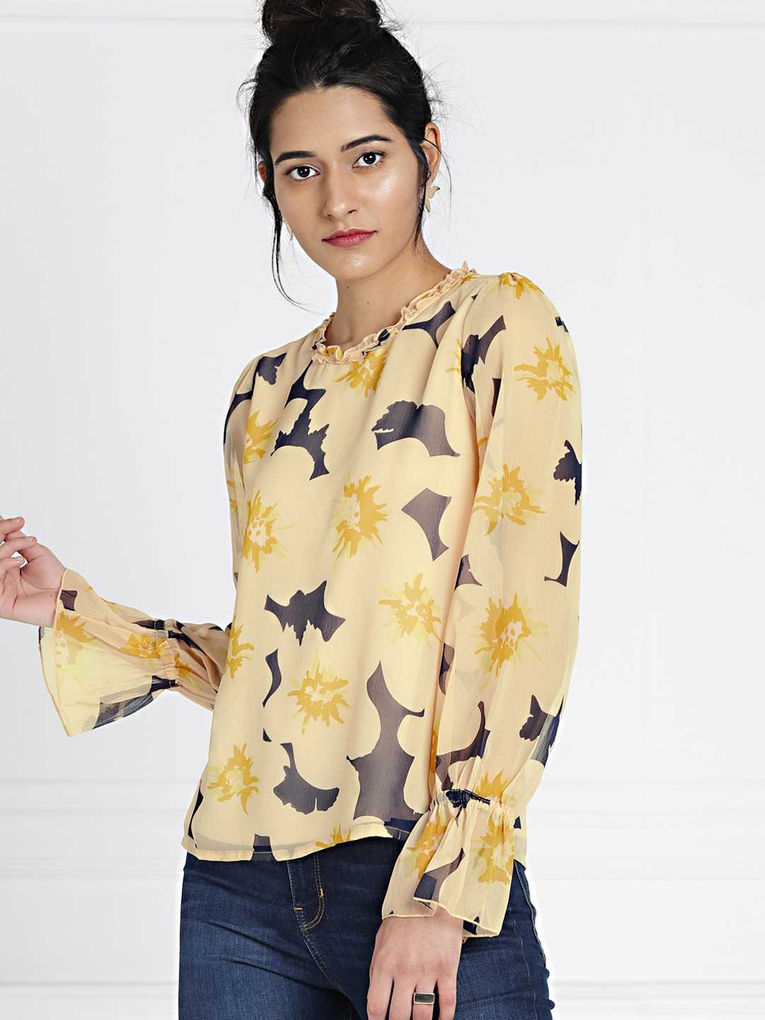 

all about you Women Peach-Coloured Floral Printed Top