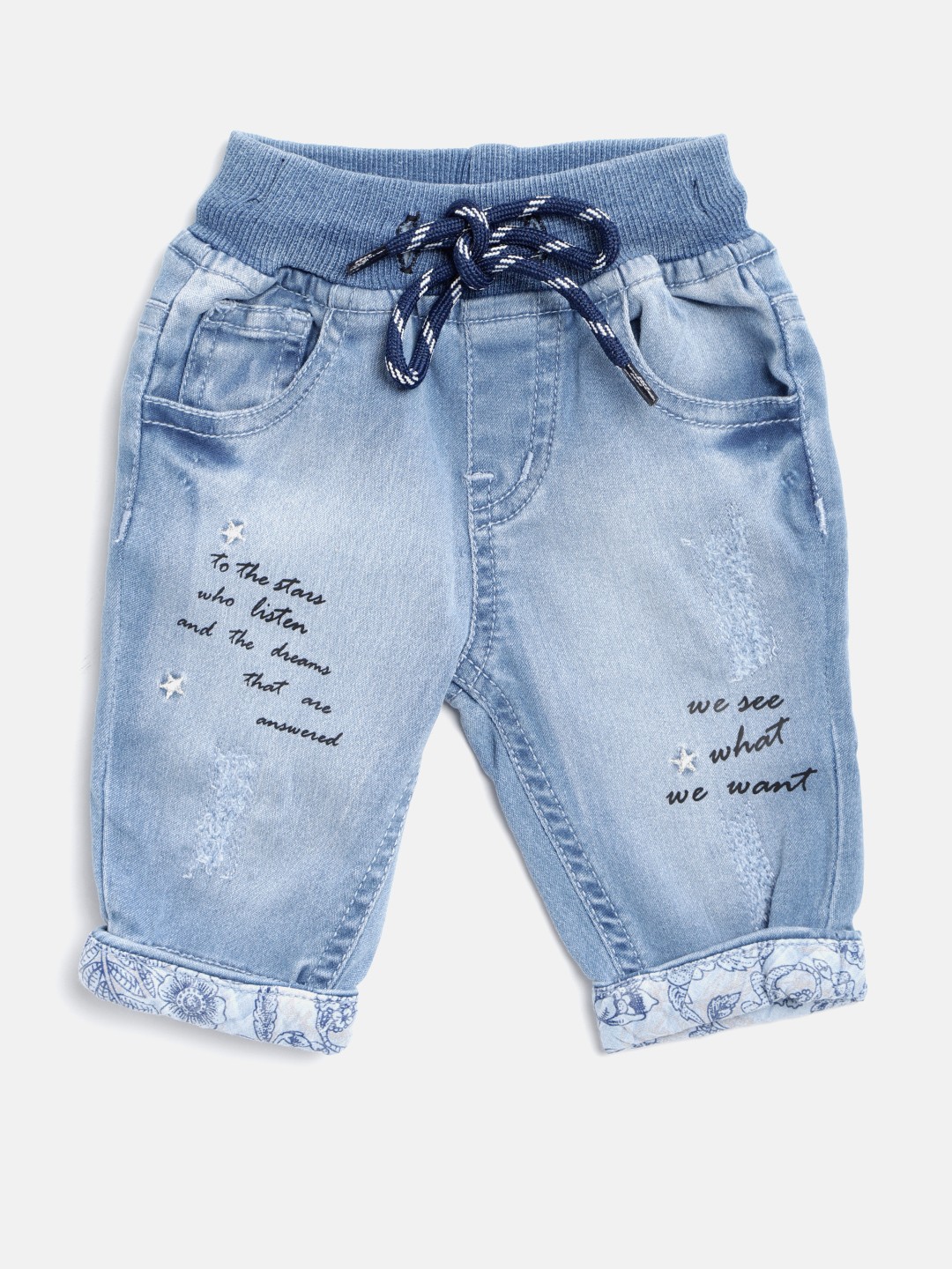 

Gini and Jony Girls Blue Regular Fit Mid-Rise Low Distress Stretchable Jeans