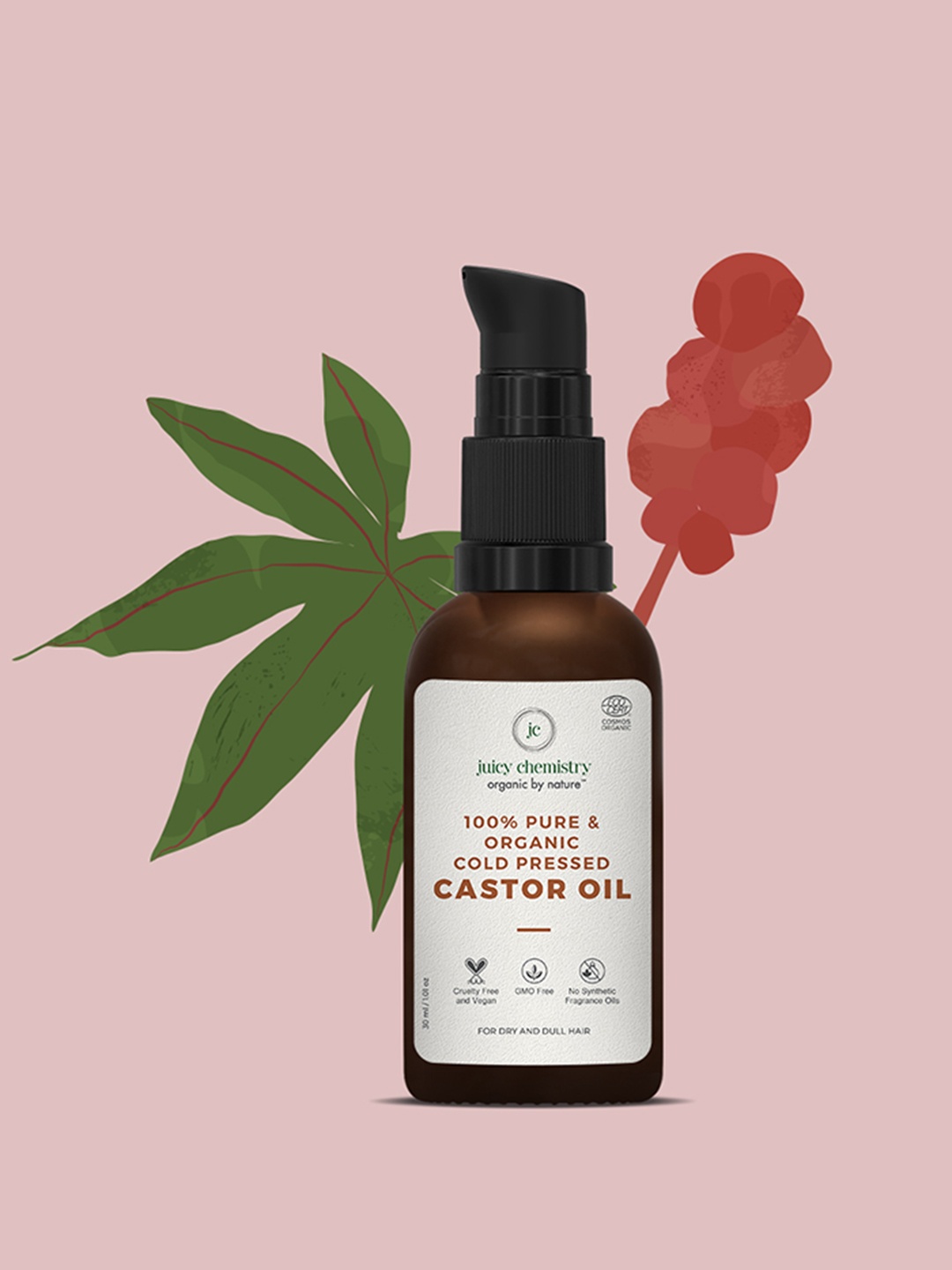 

Juicy Chemistry 100% Pure and Organic Cold Pressed Castor Carrier Oil, Yellow