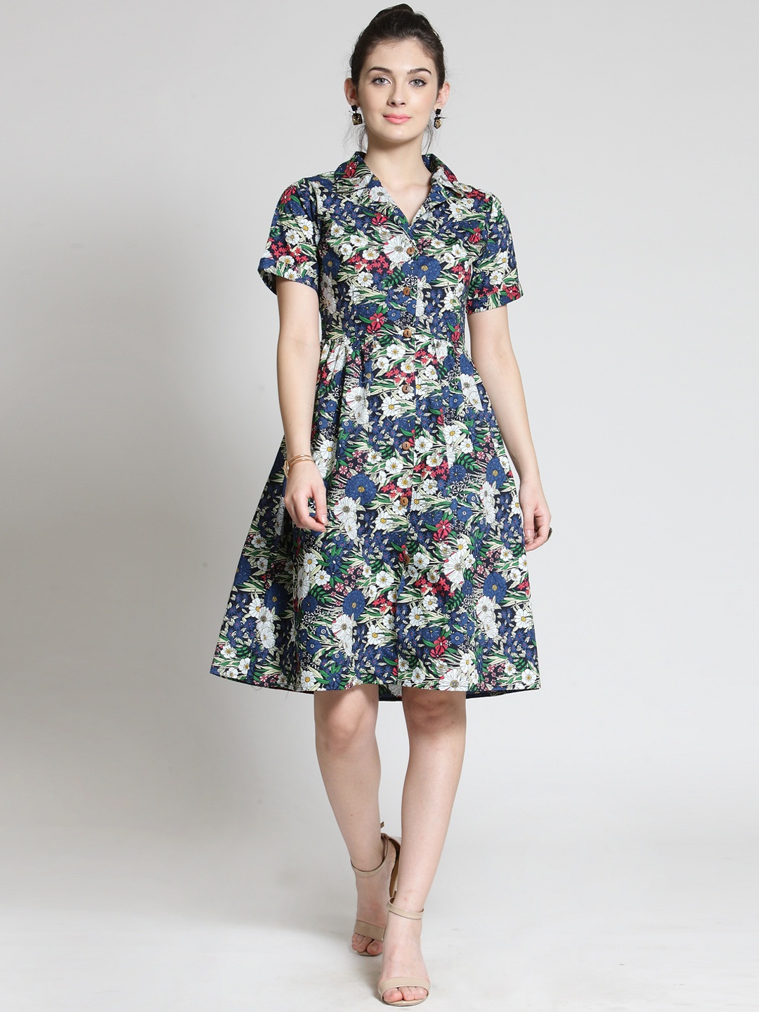 

plusS Women Multicoloured Printed Shirt Dress, Multi