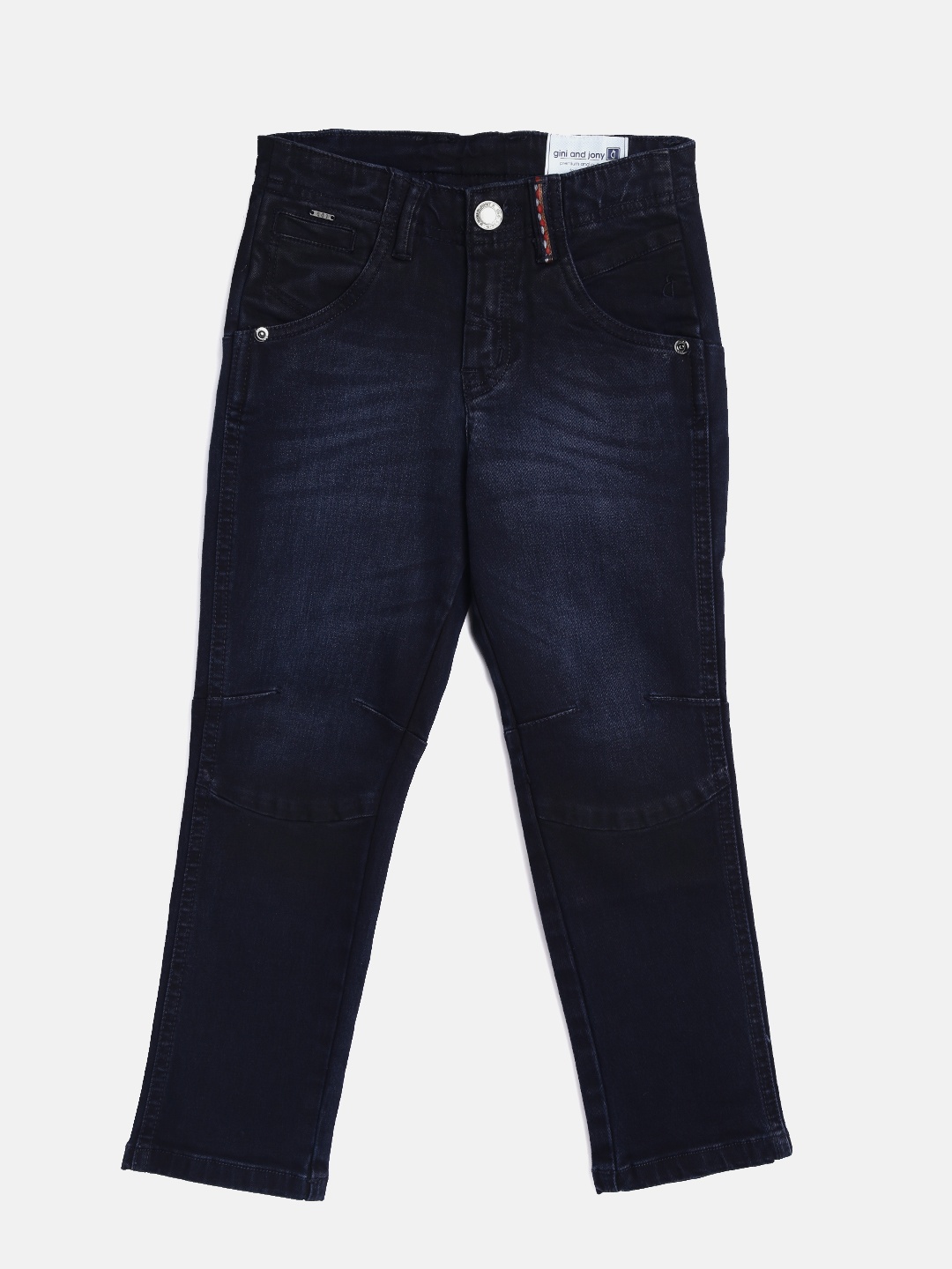 

Gini and Jony Boys Navy Regular Fit Mid-Rise Clean Look Stretchable Jeans, Navy blue
