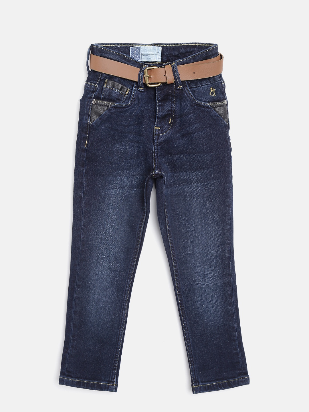 

Gini and Jony Boys Navy Blue Regular Fit Mid-Rise Clean Look Stretchable Jeans