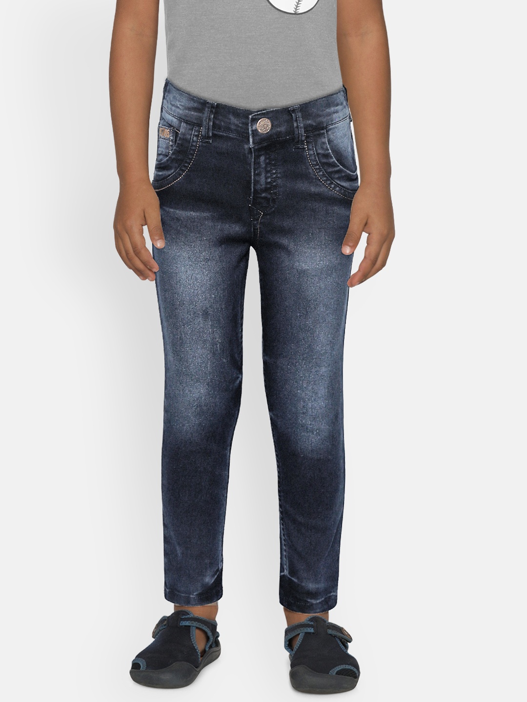 

Palm Tree Boys Navy Blue Regular Fit Mid-Rise Clean Look Stretchable Jeans