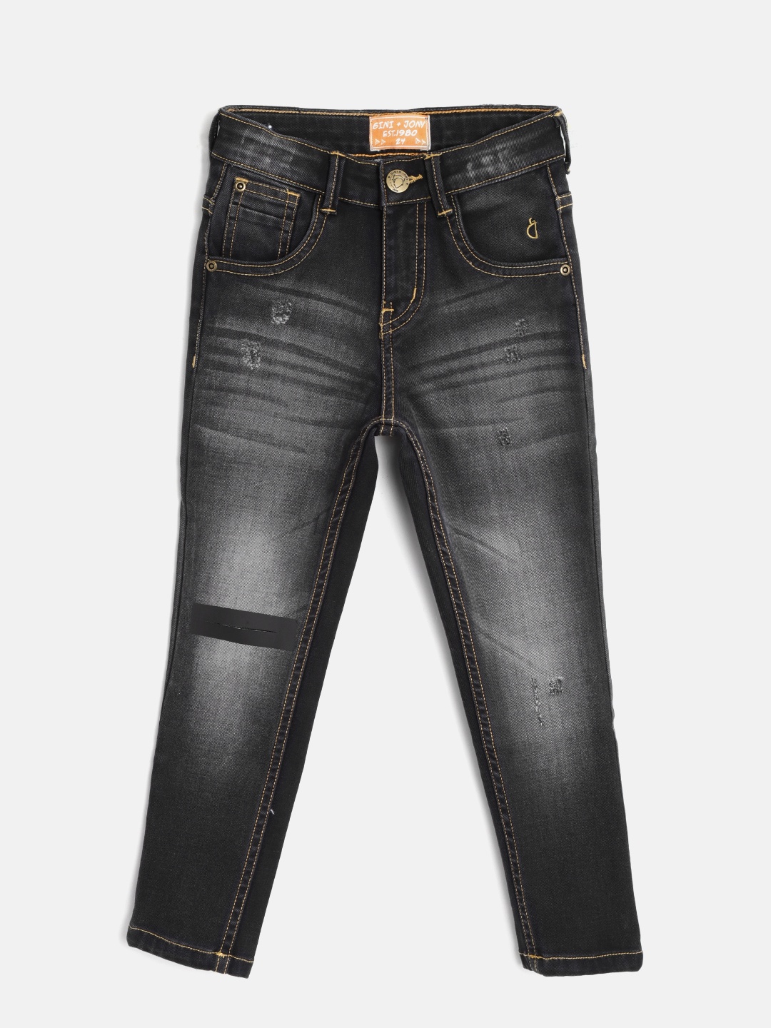 

Gini and Jony Boys Black Slim Fit Mid-Rise Slash Knee Stretchable Jeans