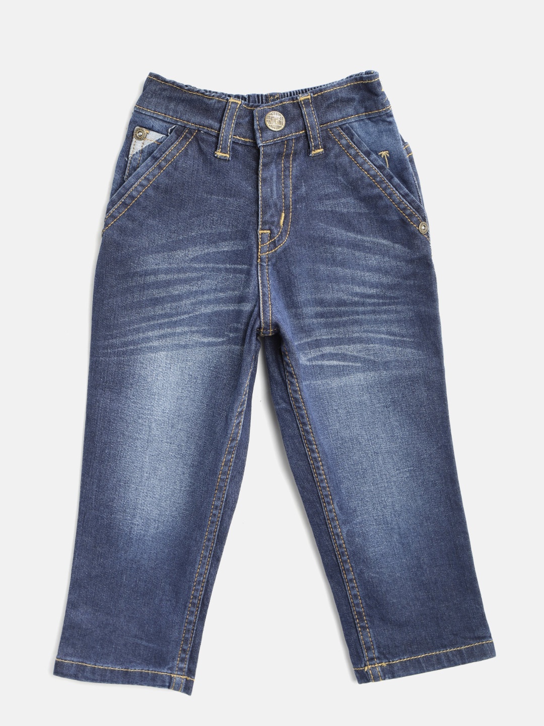 

Palm Tree Boys Navy Blue Regular Fit Mid-Rise Clean Look Stretchable Jeans