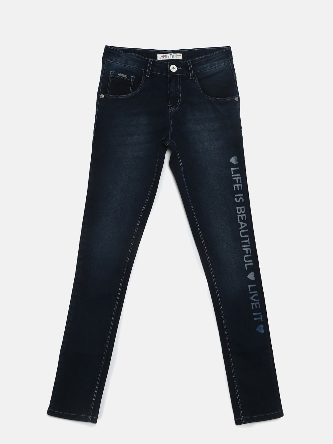 

Palm Tree Girls Navy Blue Slim Fit Mid-Rise Clean Look Stretchable Jeans