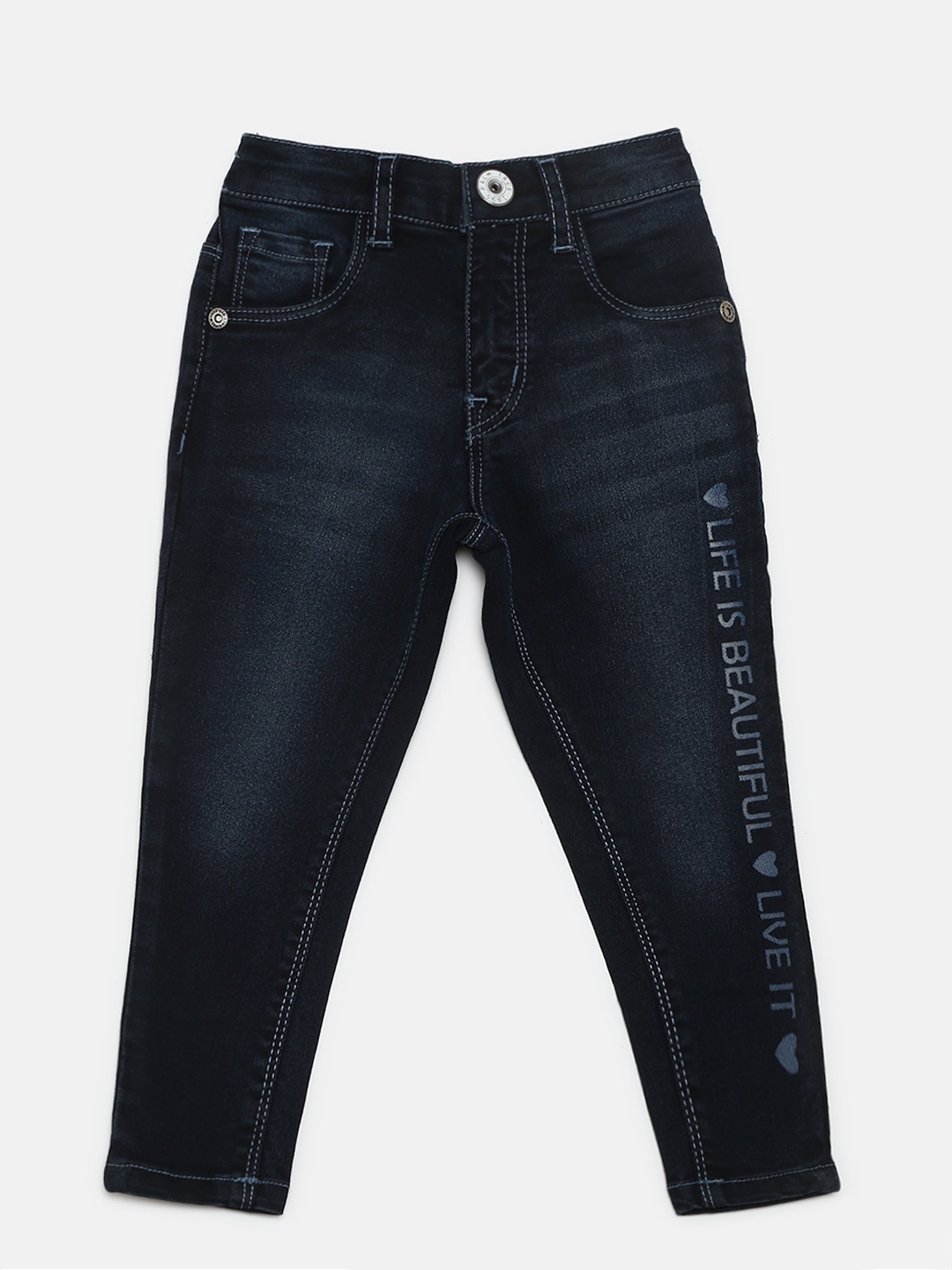 

Palm Tree Girls Navy Blue Slim Fit Mid-Rise Clean Look Stretchable Jeans