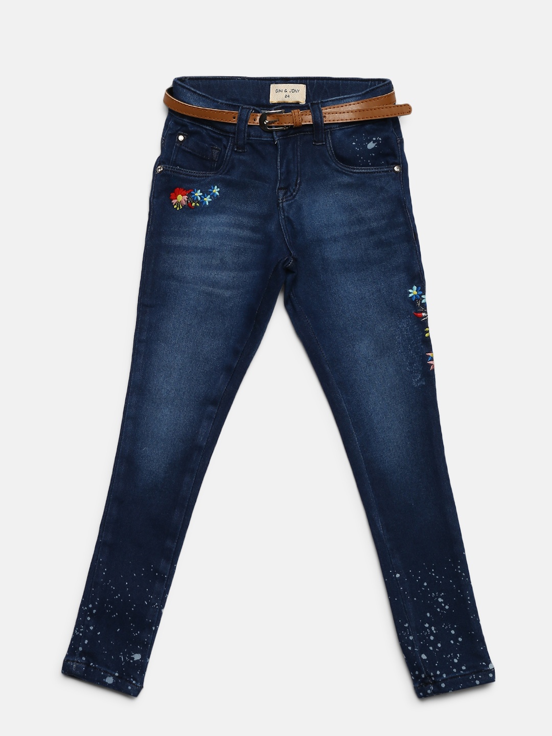 

Gini and Jony Girls Navy Blue Slim Fit Mid-Rise Clean Look Stretchable Jeans