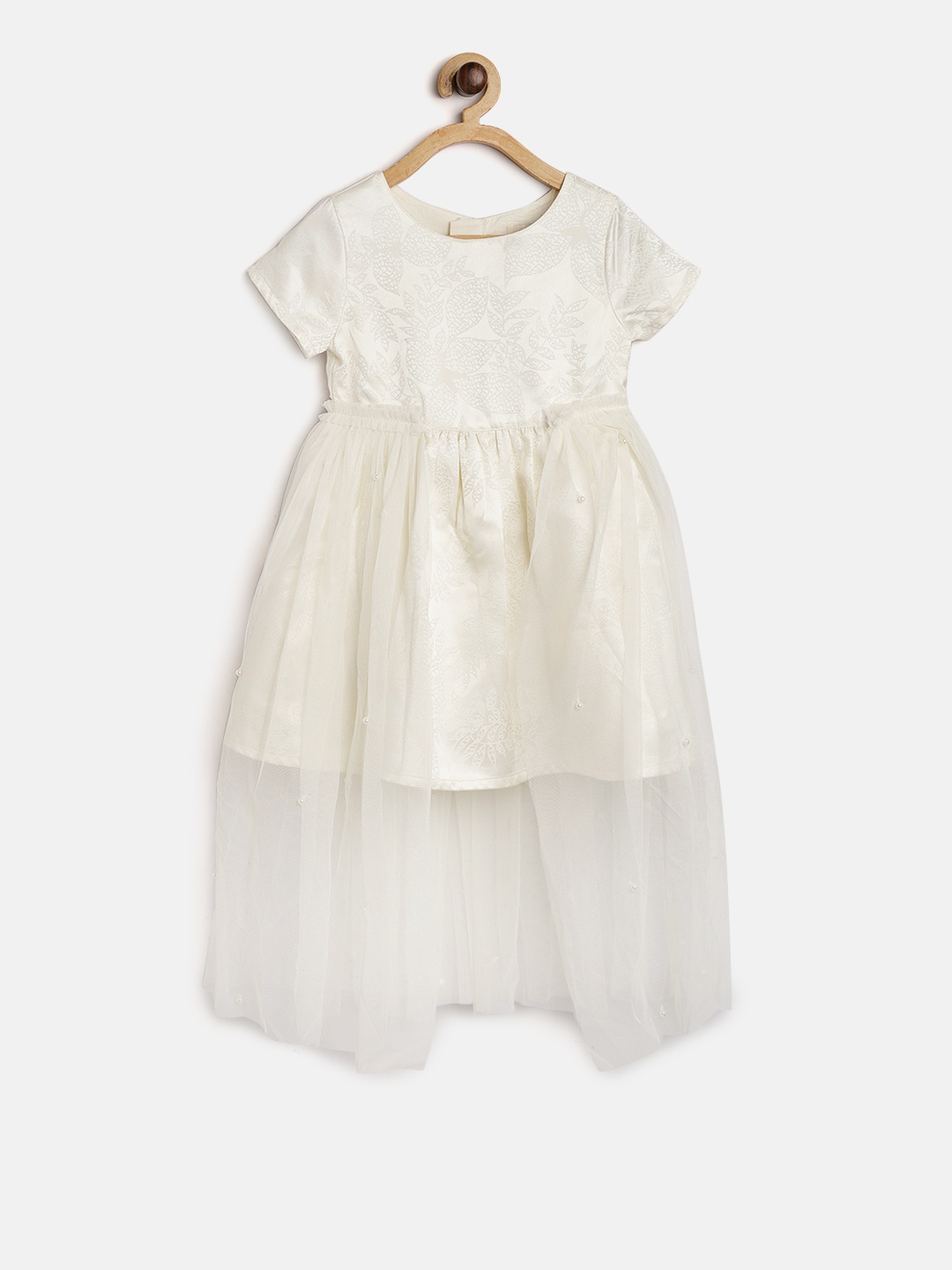 

Gini and Jony Girls Off-White Self-Design Fit and Flare Dress