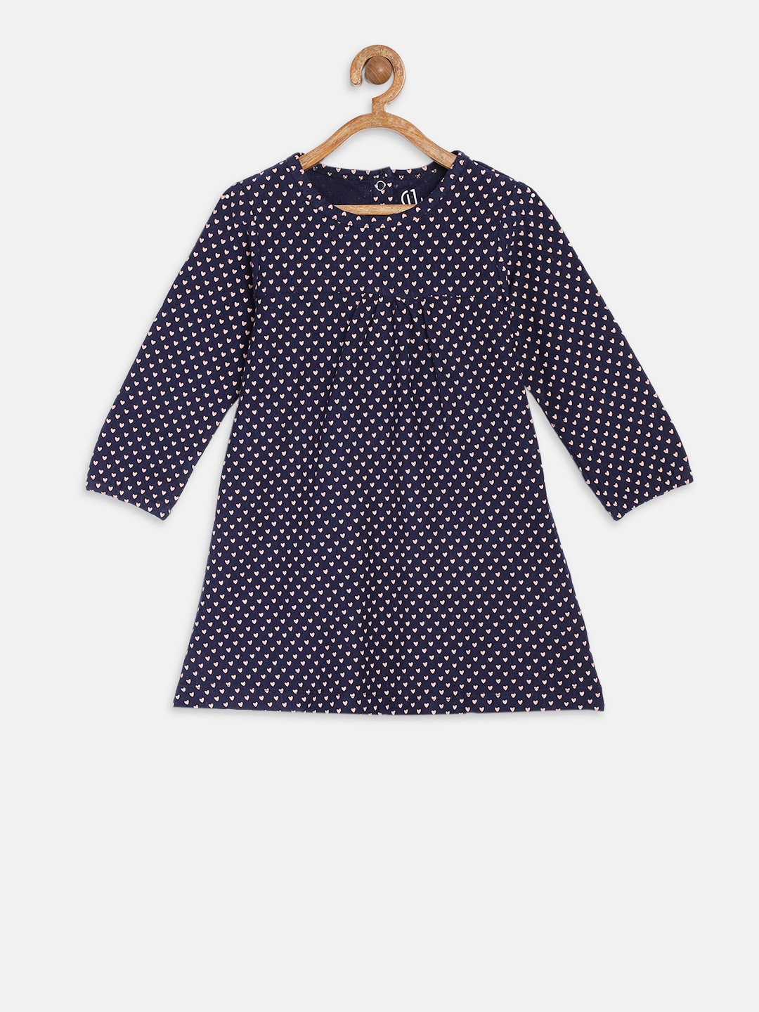 

Gini and Jony Girls Navy Blue & Pink Printed A-Line Dress