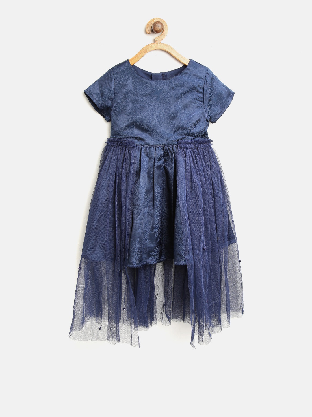 

Gini and Jony Girls Navy Blue Self-Design Fit and Flare Dress