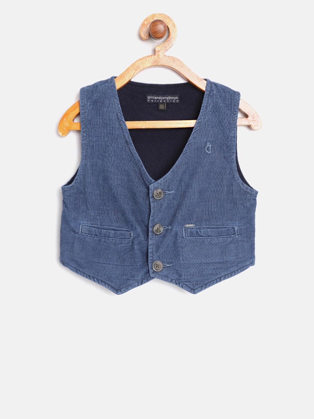 

Gini and Jony Boys Blue Corduroy Waistcoat