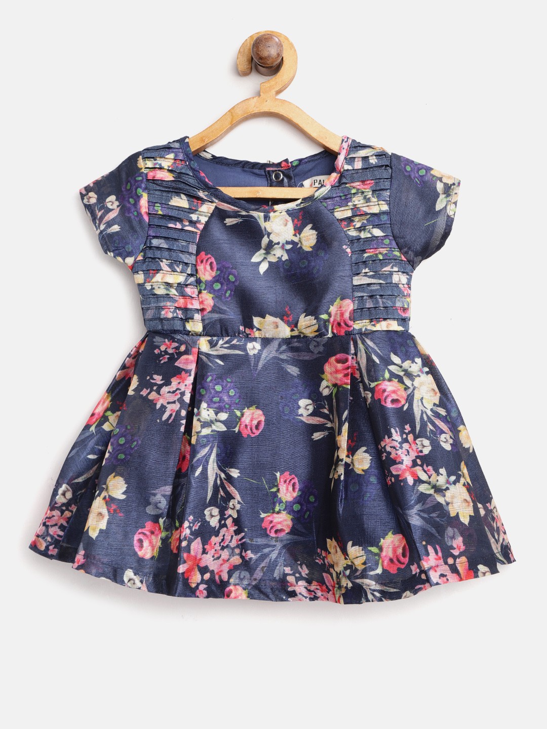 

Palm Tree Girls Navy Blue & Pink Floral Print Fit and Flare Dress