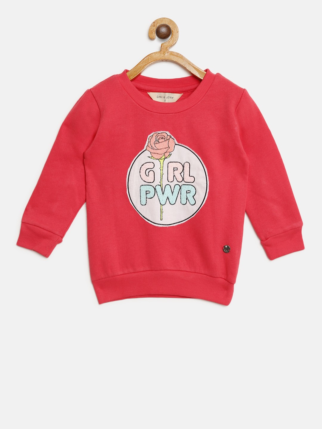 

Gini and Jony Girls Pink & White Printed Sweatshirt
