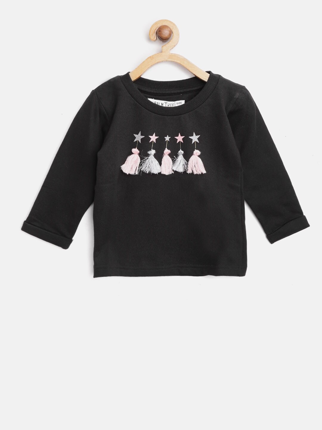 

Palm Tree Girls Black Printed Round Neck Pure Cotton T-shirt