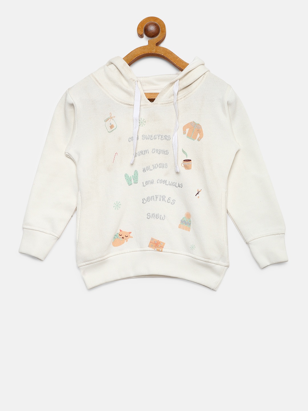 

Palm Tree Girls Off-White Printed Hooded Sweatshirt
