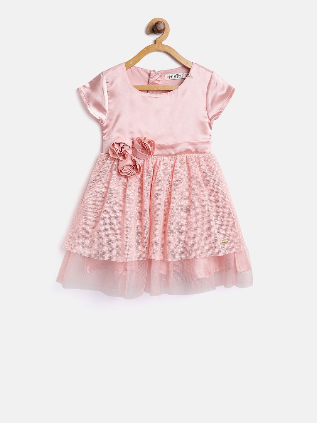 

Palm Tree Girls Peach-Coloured Layered Fit & Flare Dress