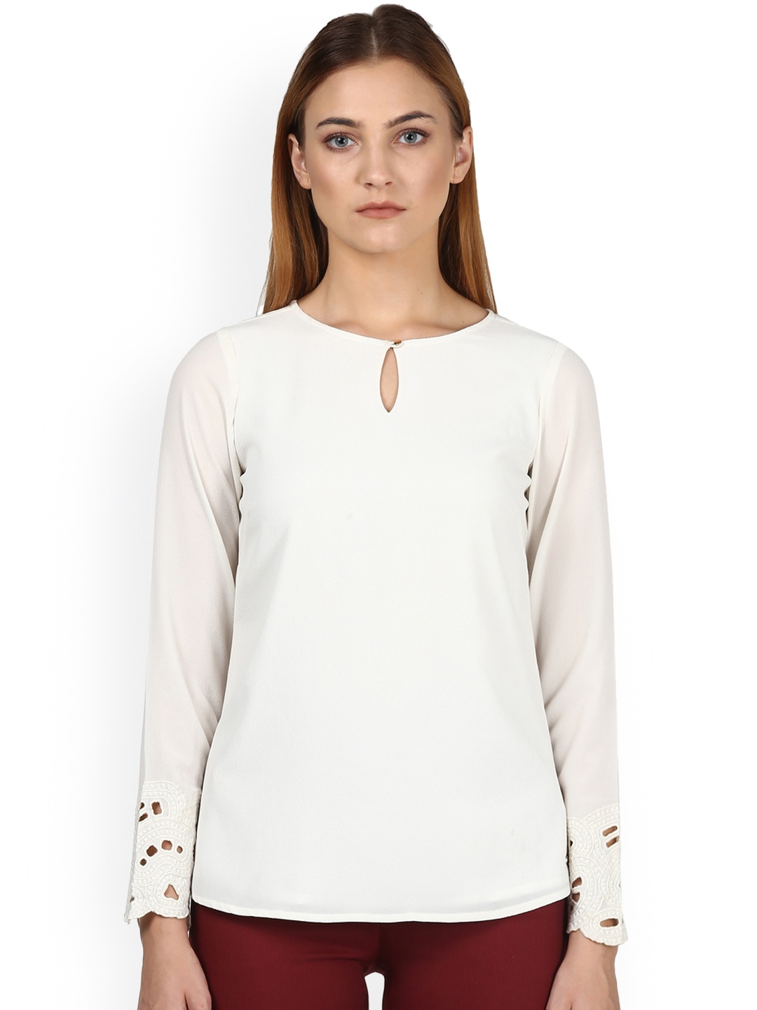 

Park Avenue Women Off-White Self Design A-Line Top