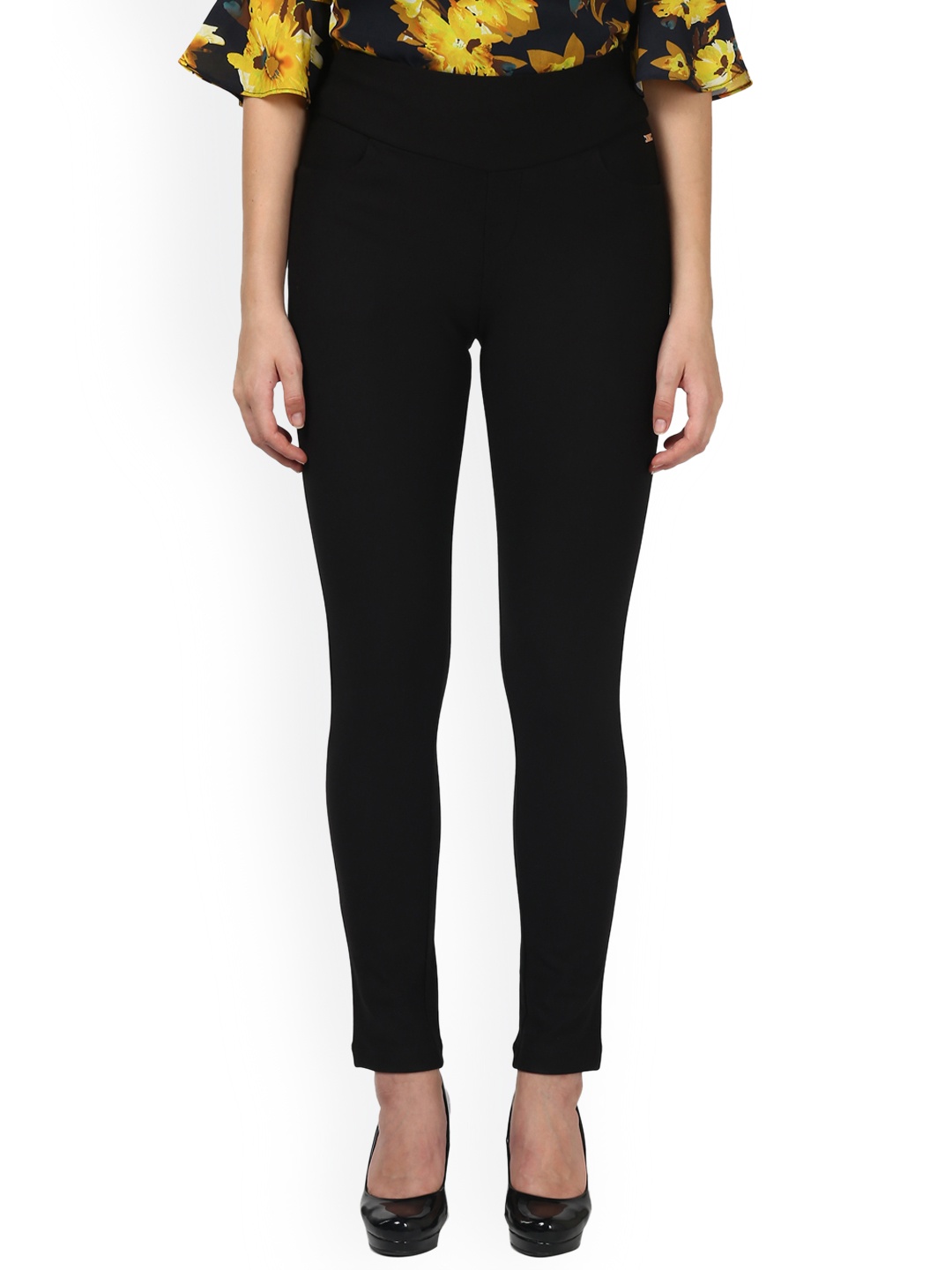 

Park Avenue Women Black Solid Skinny Fit Treggings
