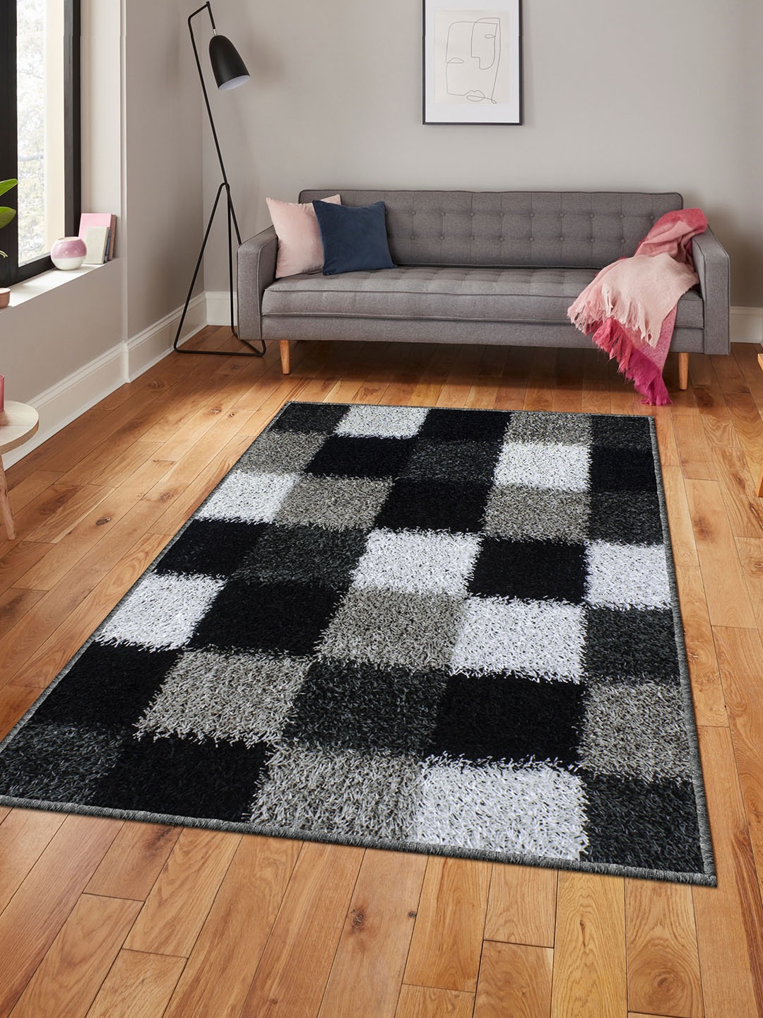 

Story@home Black & White Geometric Carpet
