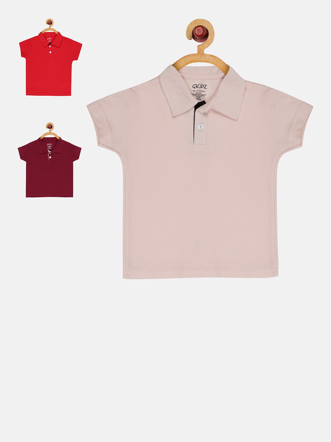 

GKIDZ Pack of 3 Polo Collar T-shirts, Pink