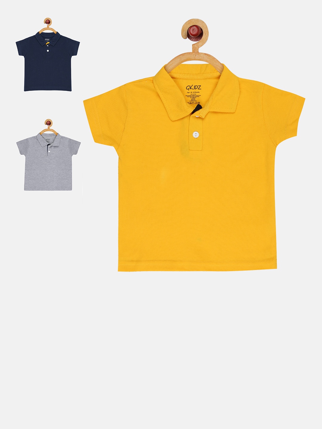 

GKIDZ Pack of 3 Polo Collar T-shirts, Yellow